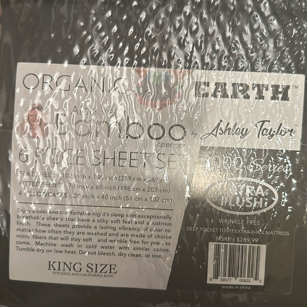 KING or CALIFORNIA KING black Bamboo Sheet Set 6 Pieces nwt